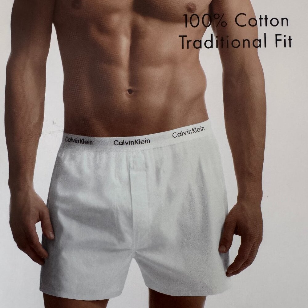 Men's Calvin Klein Traditional Woven Boxers 3 Pack NEW XL